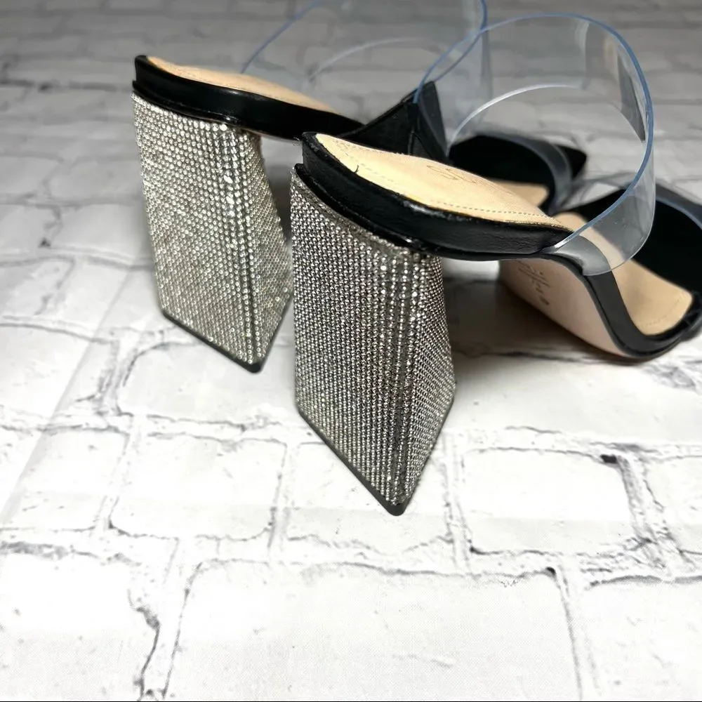 NEW Schutz Ariellen Sandal Clear Black Rhinestone Sandal Sz 7